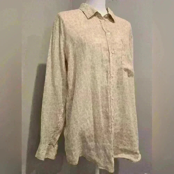 GAP 100% Linen Leopard Print Button Down - Picture 4 of 11